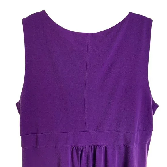 Lands End Purple Sleeveless VNeck Pleated Dress 3X 24W 26W Viscose Blend u - Picture 9 of 10